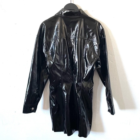 Bloggers Fave Zara black glossy faux leather button down shacket dress - Picture 12 of 17